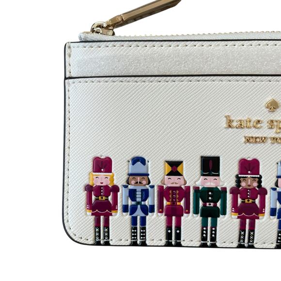 Kate Spade Oh What Fun Nutcracker Large Slim Card Holder Meringue NEW - Picture 6 of 14